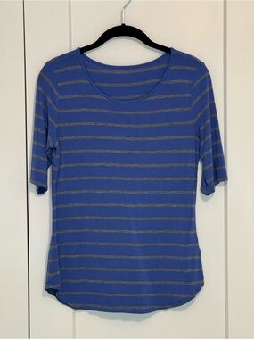 Blue Striped Scoop Neck Women’s Top